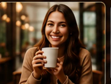 A guest photo, illustrating a café selfie wall